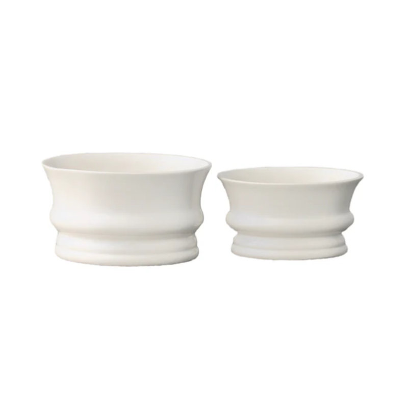 Ceramic Pot Set Of Two Gloss Finish White