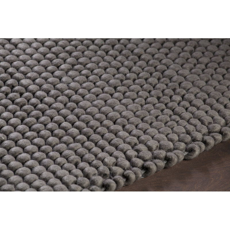 Quina Hand-Woven Contemporary Shag Rug, Rectangle 9' x 13', Dark gray