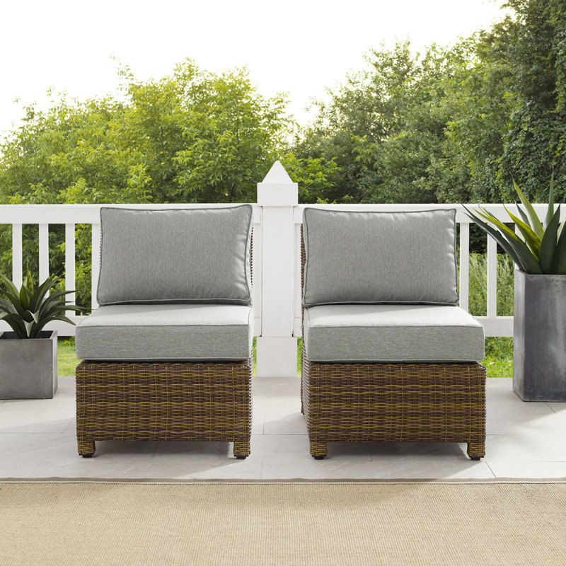 Deo Wicker Outdoor Armless Lounge Chair, Gray, Brown