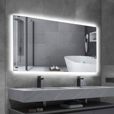 Aevar Super Bright Double LED Lights Anti-Fog Bathroom / Vanity Mirror with Tempered Glass & ETL Orren Ellis Size: 88 x 38