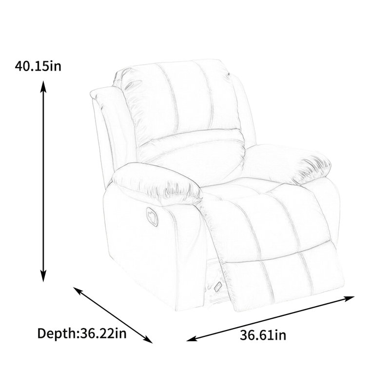Sashae Faux Leather Recliner, Dark Gray Faux Leather