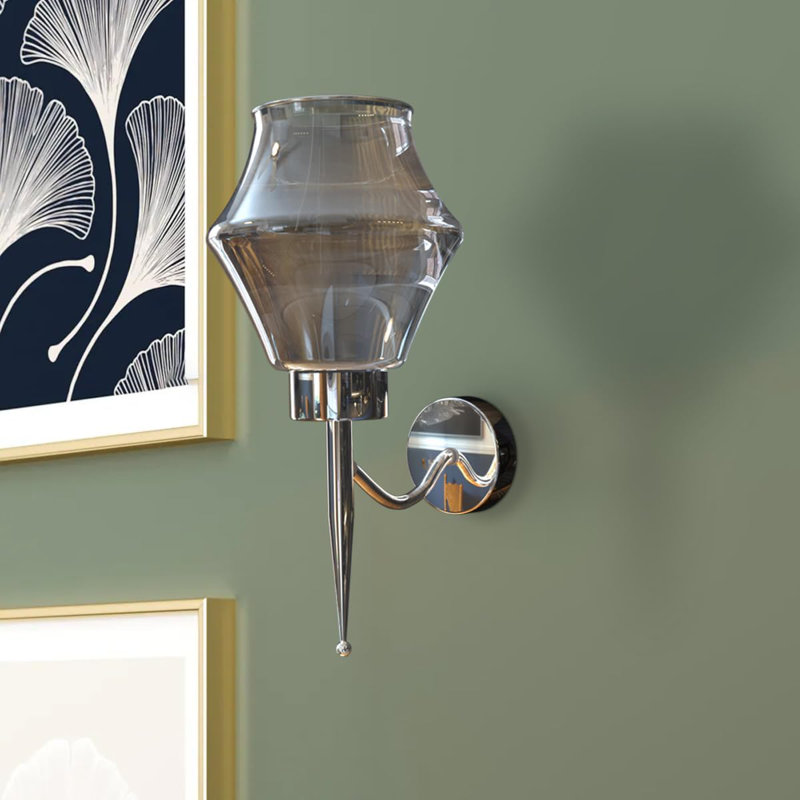 Aletris Glass LED Armed Sconce, Yes, Chrome