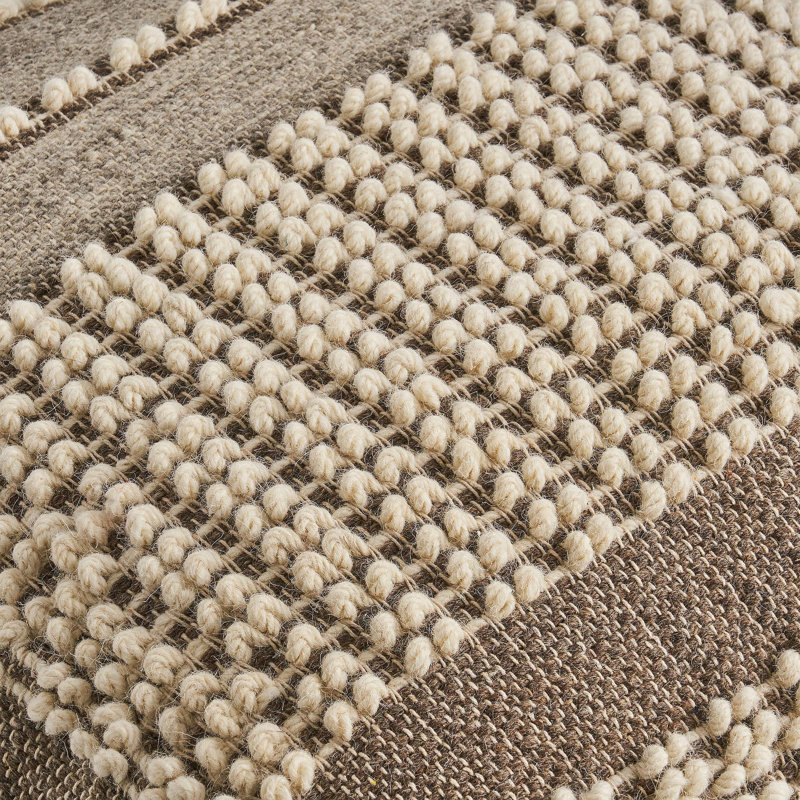Rustic Wool And Cotton Large Pouf, Brown