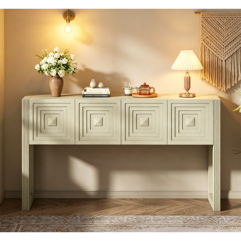 Modern Console Table with Drawers, Natural