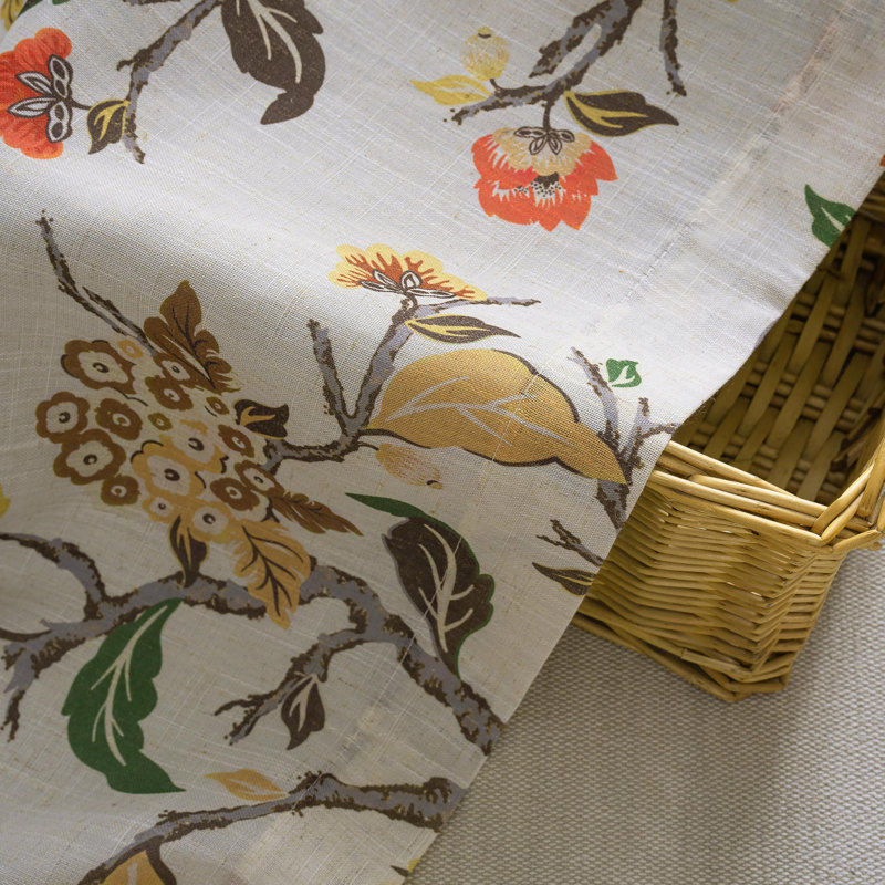 Pochette de cantonnière Ada Botanical, L 52 po x L 14 po, Lin orange / terre cuite