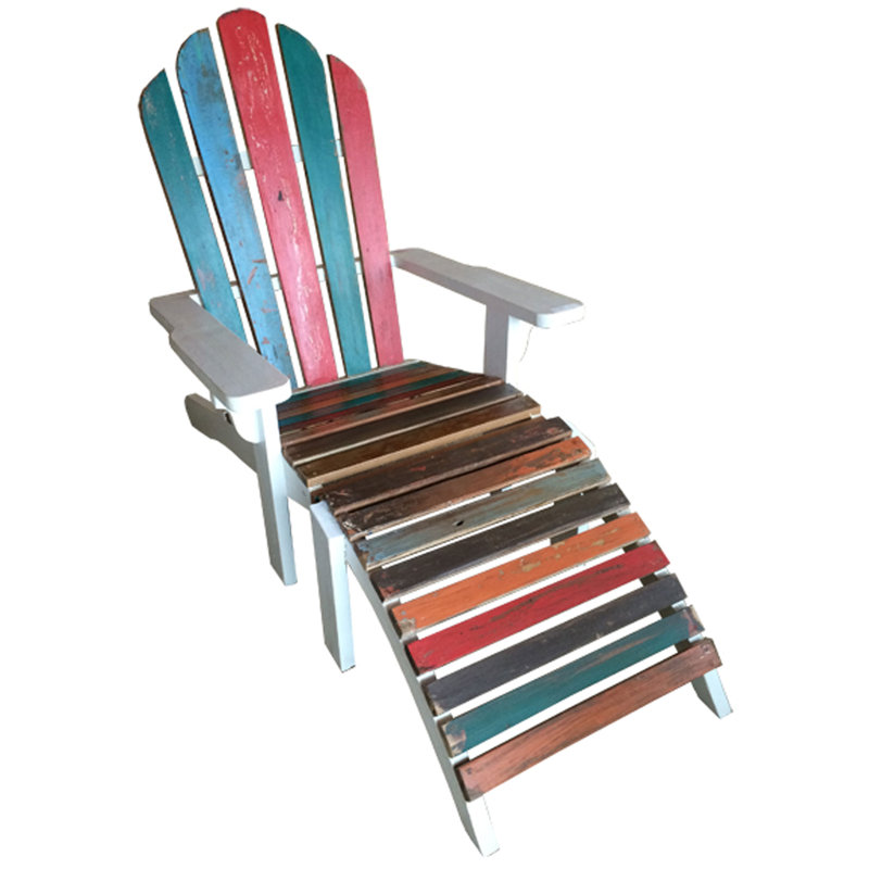 Recycled Boats Adirondack Chair with Footstool