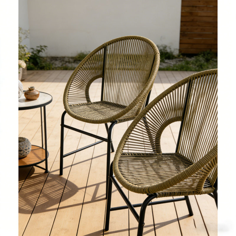 Ensemble de chaises de patio en osier, Vert