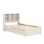 Structure de lit simple avec tête de lit bibliothèque USB intégrée et 2 tiroirs de rangement, lit plateforme moderne, bois durable, blanc délavé-76299746