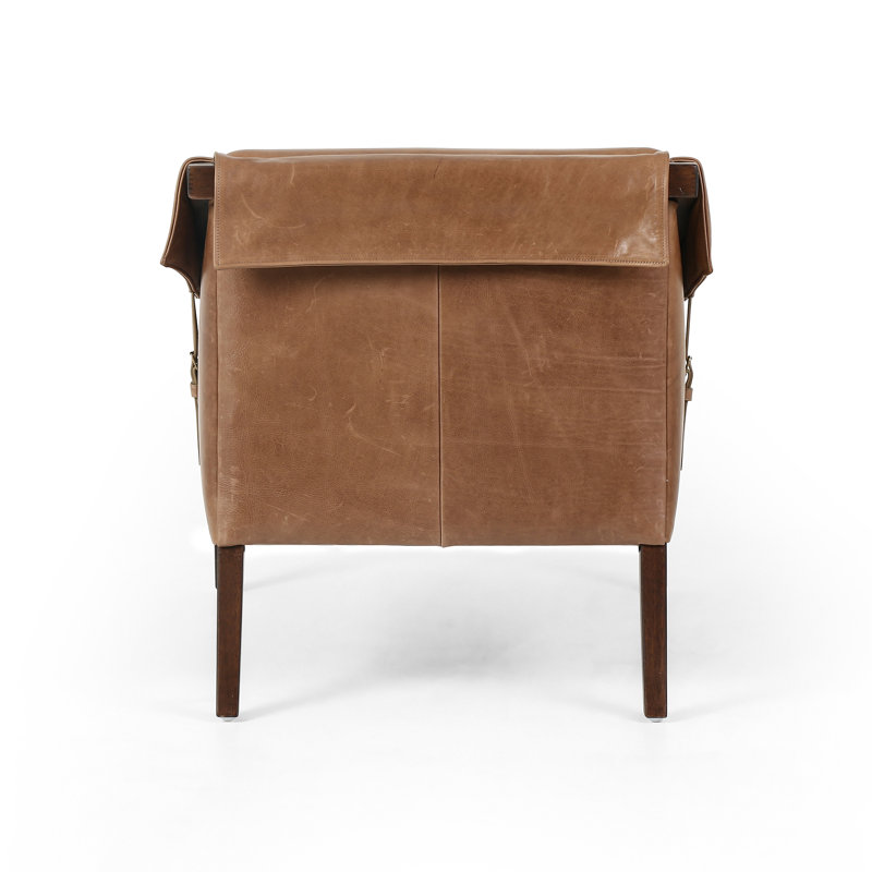 Karin 27" Wide Armchair, Brown, Dakota Warm Taupe Genuine Leather