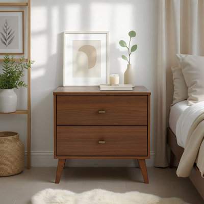 Table de chevet moderne de style Mid-Century à 2 tiroirs, table de chevet, mobilier de chambre à coucher contemporain l 24,75 po x H 25 po x P 16 po Breux Breux