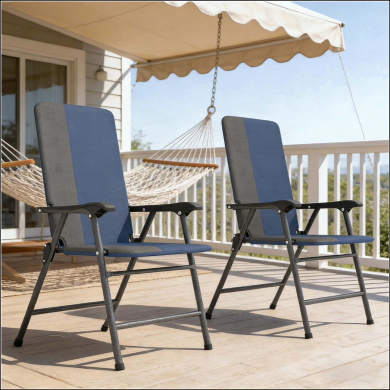 Ensemble de chaises de salle à manger d'extérieur, chaises de jardin à dossier haut, chaises de camping pliantes, ensemble de 2 chaises de patio