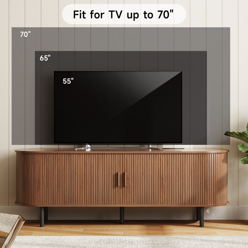 Jalonda Modern Wood TV Stand with Storage and Shelves to Fit up to 80" TVs