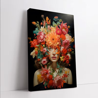 1 PC, art mural, affiche, femme florale sur toile, art mural moderne, décoration bohème abstraite, portrait, tête de fleur colorée, design pour salon, chambre à coucher, bureau à domicile, décoration, idée cadeau unique, impression de haute qualité
