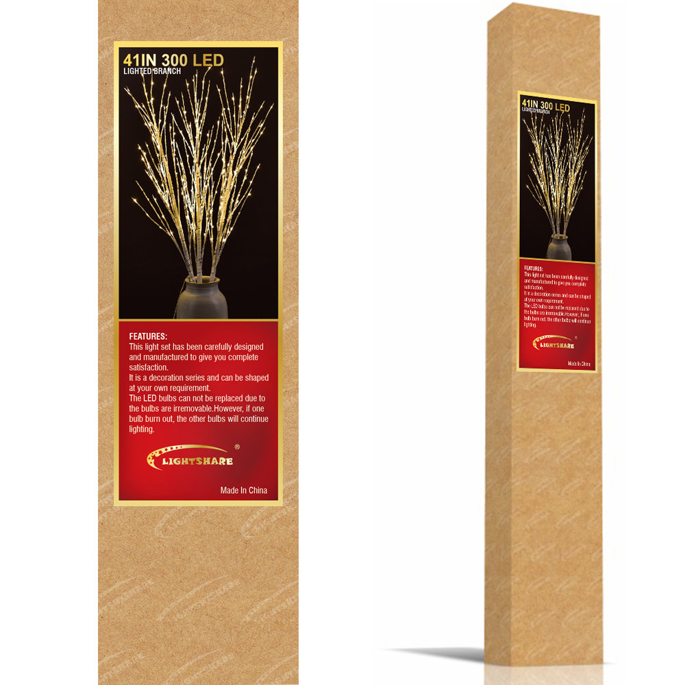 41" Birch Willow Twig Lighted Branches, White