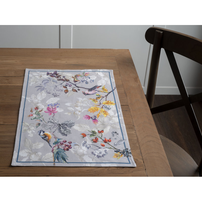Ensemble de napperon en coton 4 pièces Equinoxe, gris
