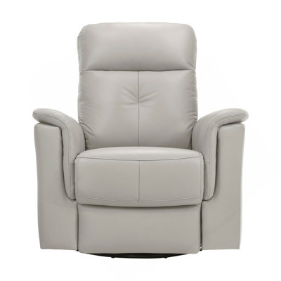 Fauteuil inclinable et pivotant en cuir argent