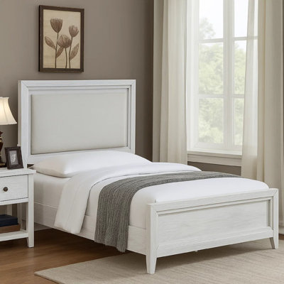 LED Panel Bed Distressed White