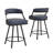 Alisier Black Finish Metal Vegan Leather Swivel Chair (Set Of 2)-417602121-417602131