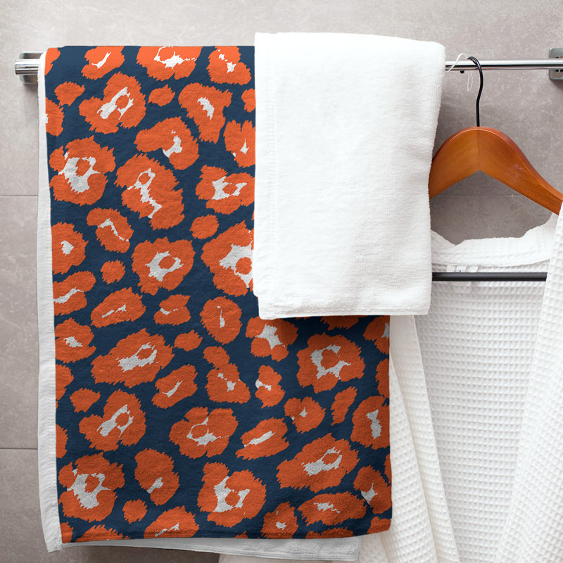 Garp Bath Towel, Microfiber, Blue/White/Orange
