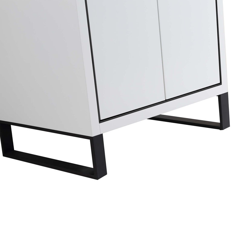 24'' Single Bathroom Vanity Set, Matte Black, White