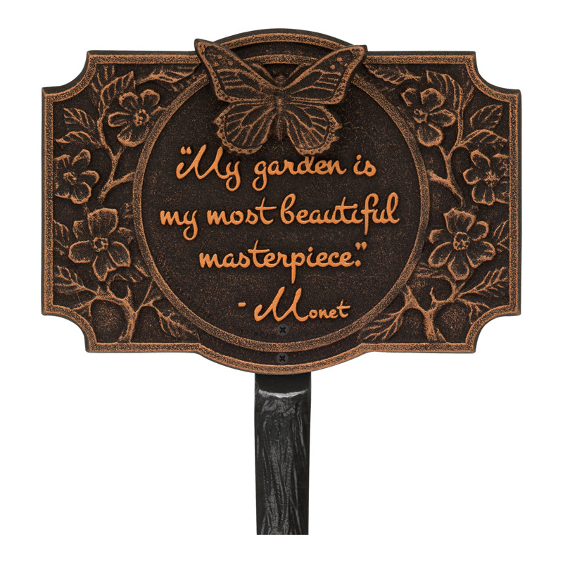 Monet Garden Butterfly Lawn Plaque, Oil-Rubbed Bronze, 35