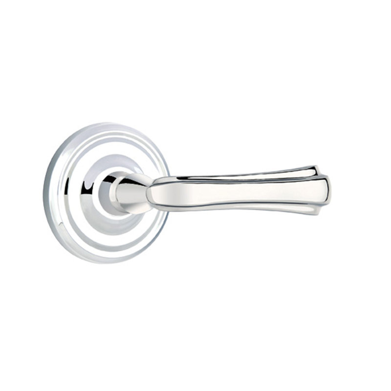 Wembley Flat Privacy (Bed & Bath) Door Lever with Round Rosette, Right, Bright Chrome