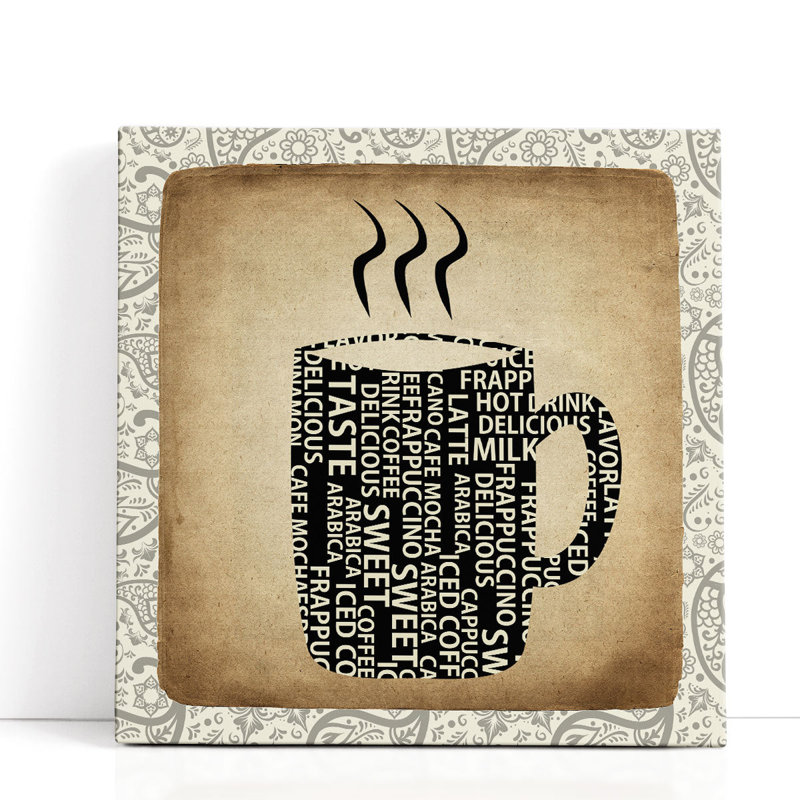 «Coffee Paisley 1», reproduction d'art sur toile, H 12 po x l 12 po