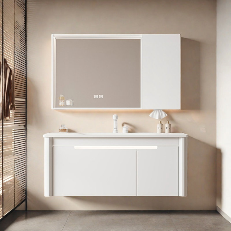 Modern simple cream style bathroom cabinet