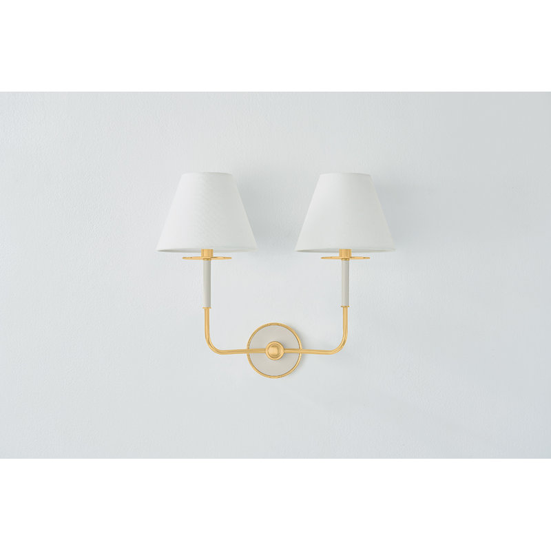 Wedgewood Wall Sconce in Aged Brass and Soft Studio Green by Mark D. Sikes, Gold