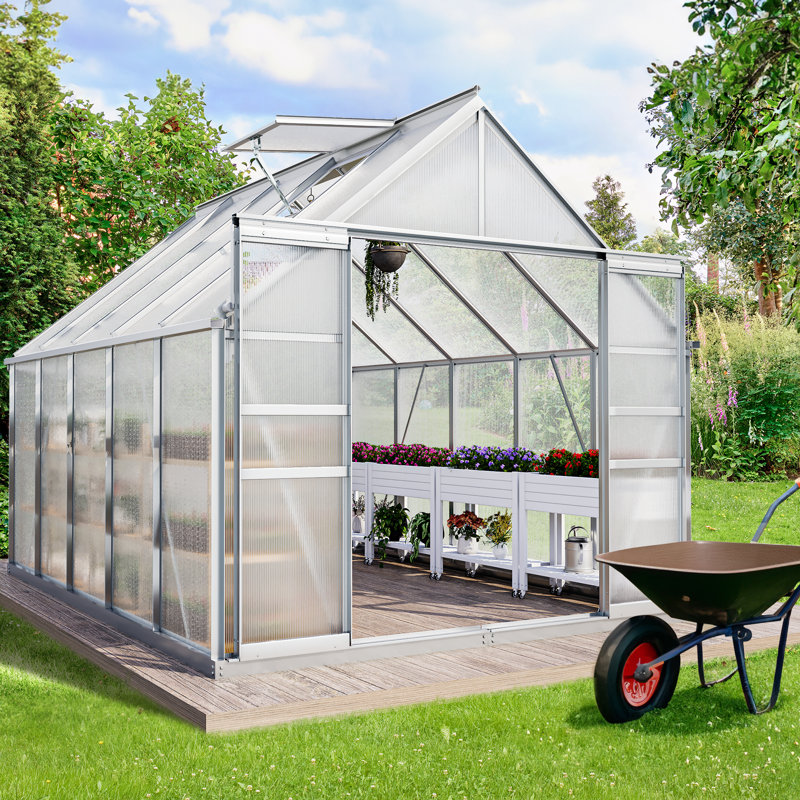 8' x 10' Dual-wall Polycarbonate Greenhouse with Aluminum Frame