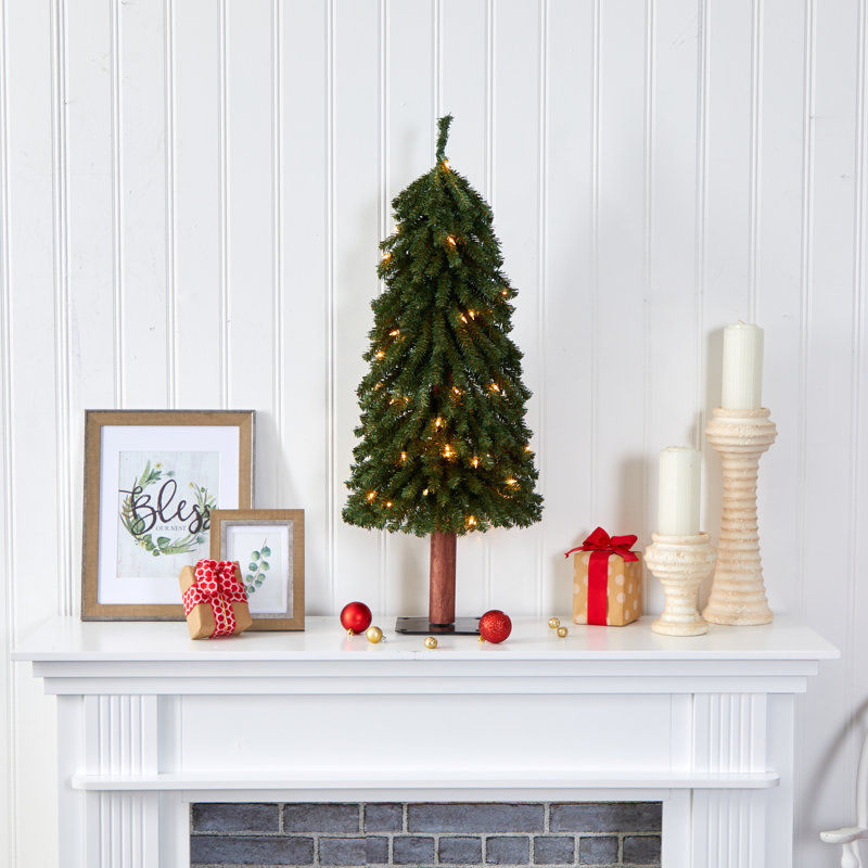 Arbre de Noël artificiel pin vert avec lumières claires/blanches, 3 pi H