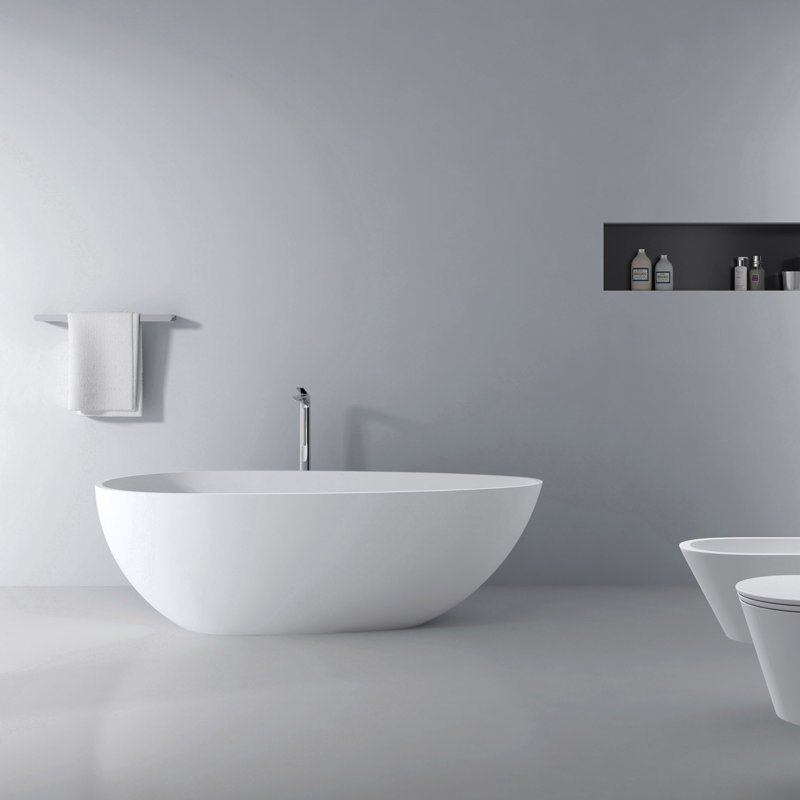 Baignoire de trempage autoportante à surface solide de 66,9 pouces pour salle de bain