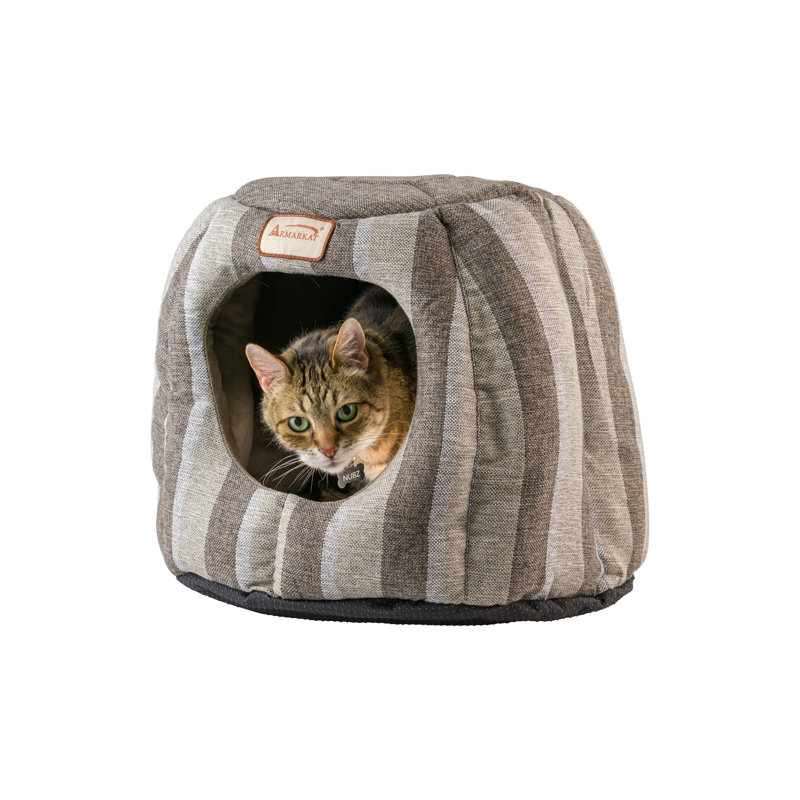 Small Gray and Silver Plush Cat Cave Bed
