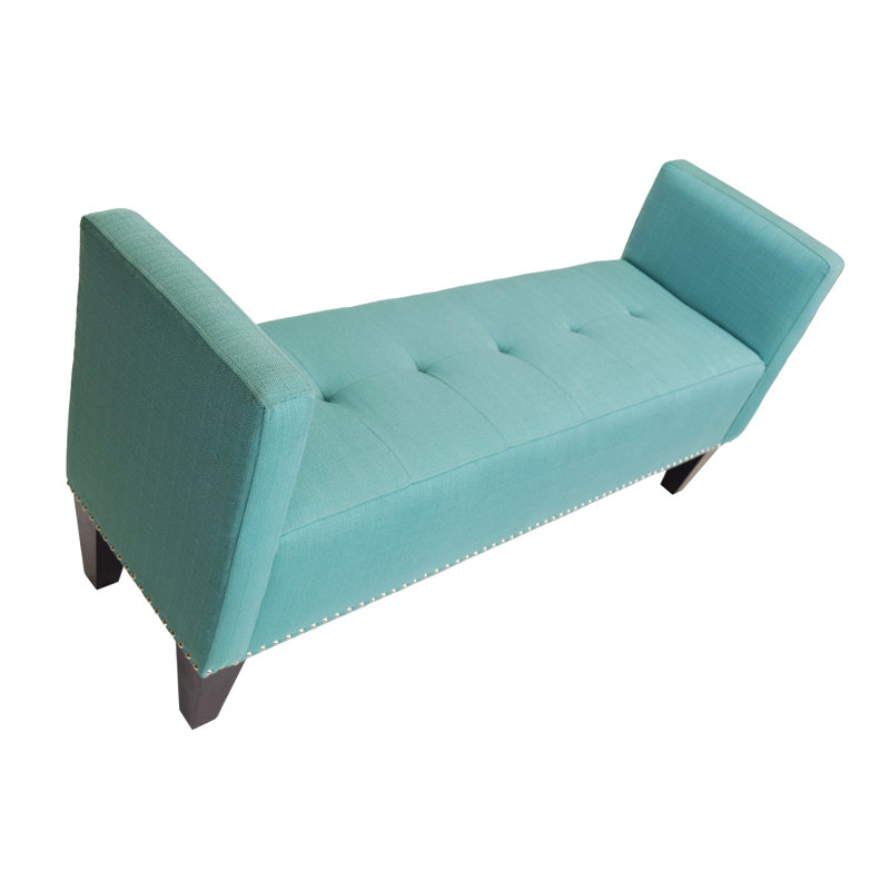 Hisle Polyester Blend Upholstered Bench, Lagoon