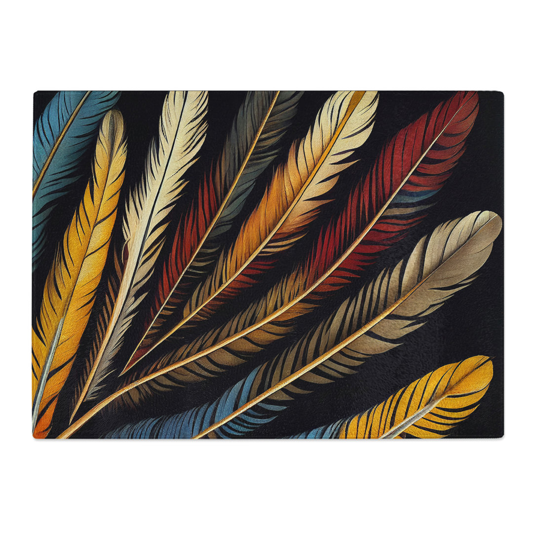 Divine Bird Feathers  Glass Chopping Board