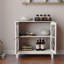 Armoire de cuisine avec portes doubles en verre transparent - Buffet de rangement rustique. , Finition blanche. Guide d'installation facile et polyvalent pour la conception des portes. Charme, plateau de table carré. Fabrication, peint.