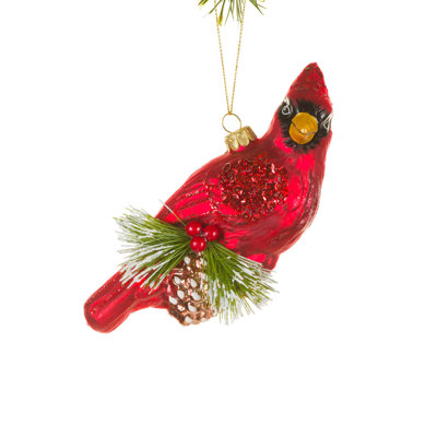 Hanging Sparkly Red Glass Cardinal Ornament Pack of 3