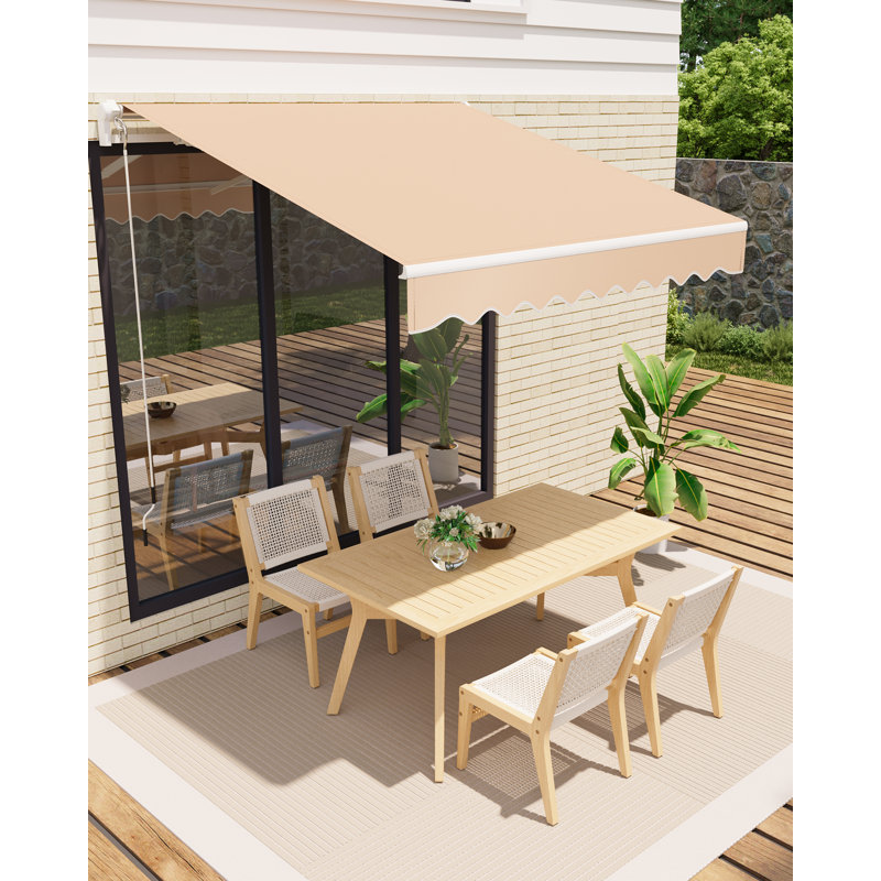 Auvent rétractable, auvent de patio imperméable, auvent pare-soleil avec manivelle, structure en aluminium, tissu polyester 280 g /,, pour terrasse, porche, balcon