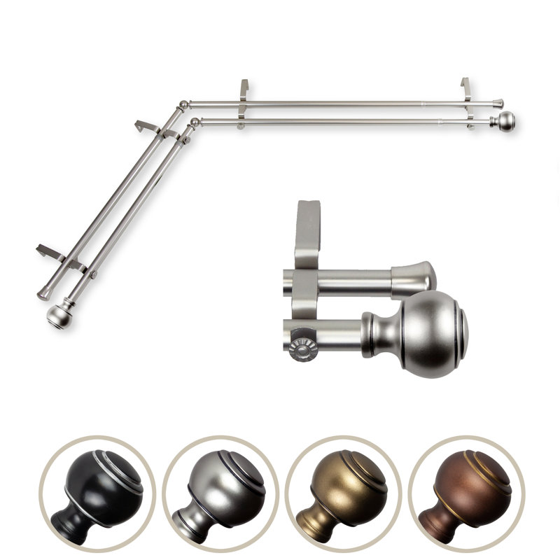 Tringle à rideaux double 13/16 po Jaylin, 28" - 48", Nickel satiné