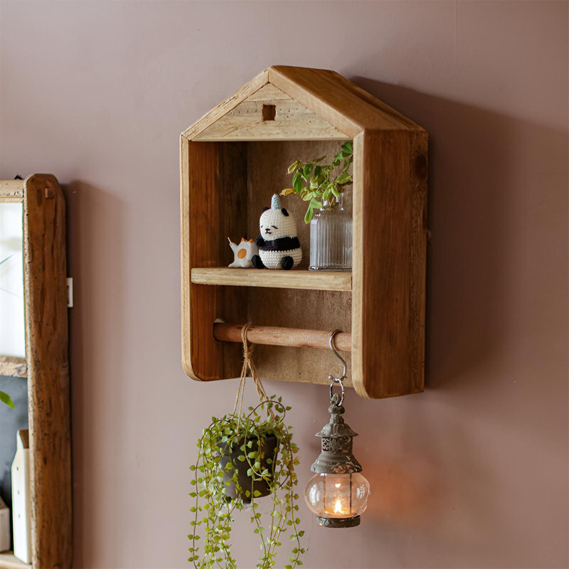 Tablette murale rustique en bois massif