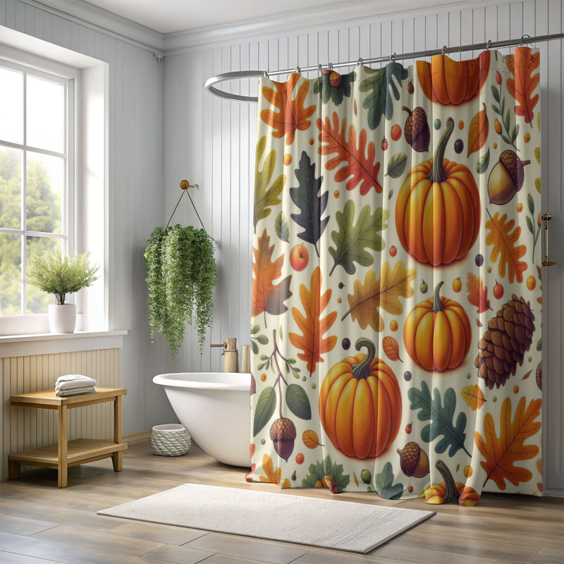 Rideau de douche standard 1 pièce Diogo Fall Foliage, H 74 po x l 71 po