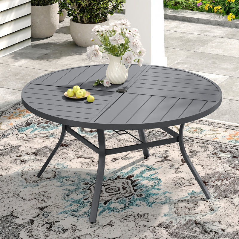 Table de salle à manger d'extérieur, H 28,3 po x L 53,1 po x l 53,1 po, Gris / Gris