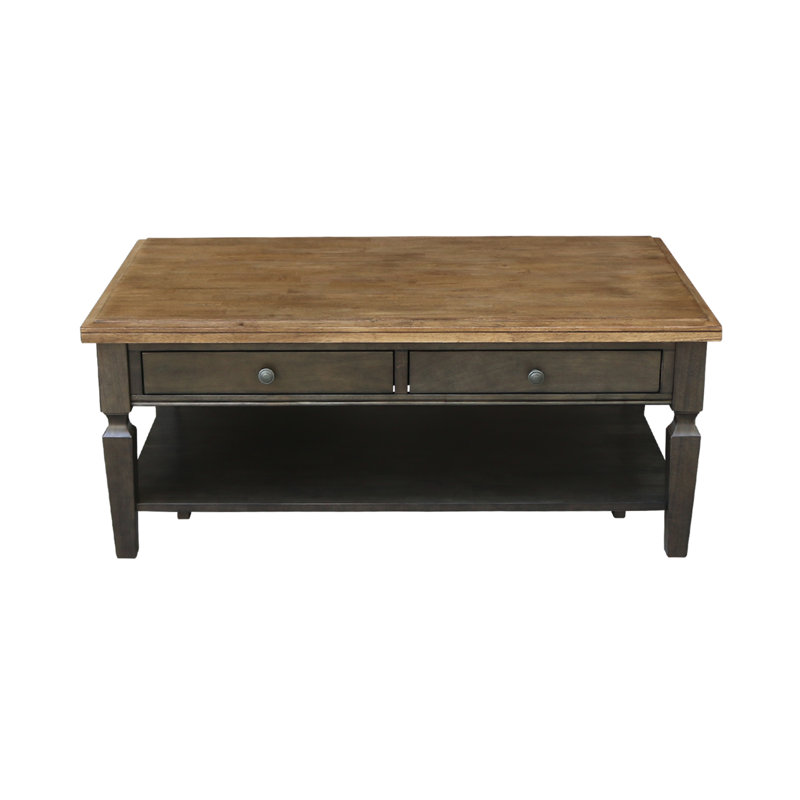Briseno Solid Wood Single Coffee Table, Hickory/Washed Coal