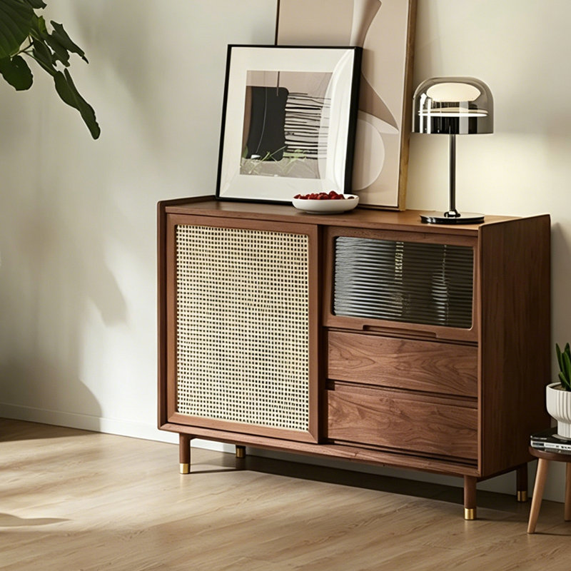 46.46"Brown Walnut Two-Door Sideboard