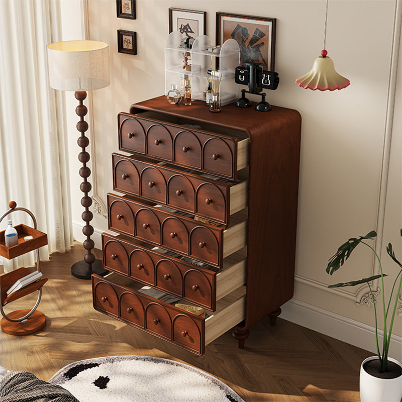 Nut-brown Solid Wood Accent Cabinet