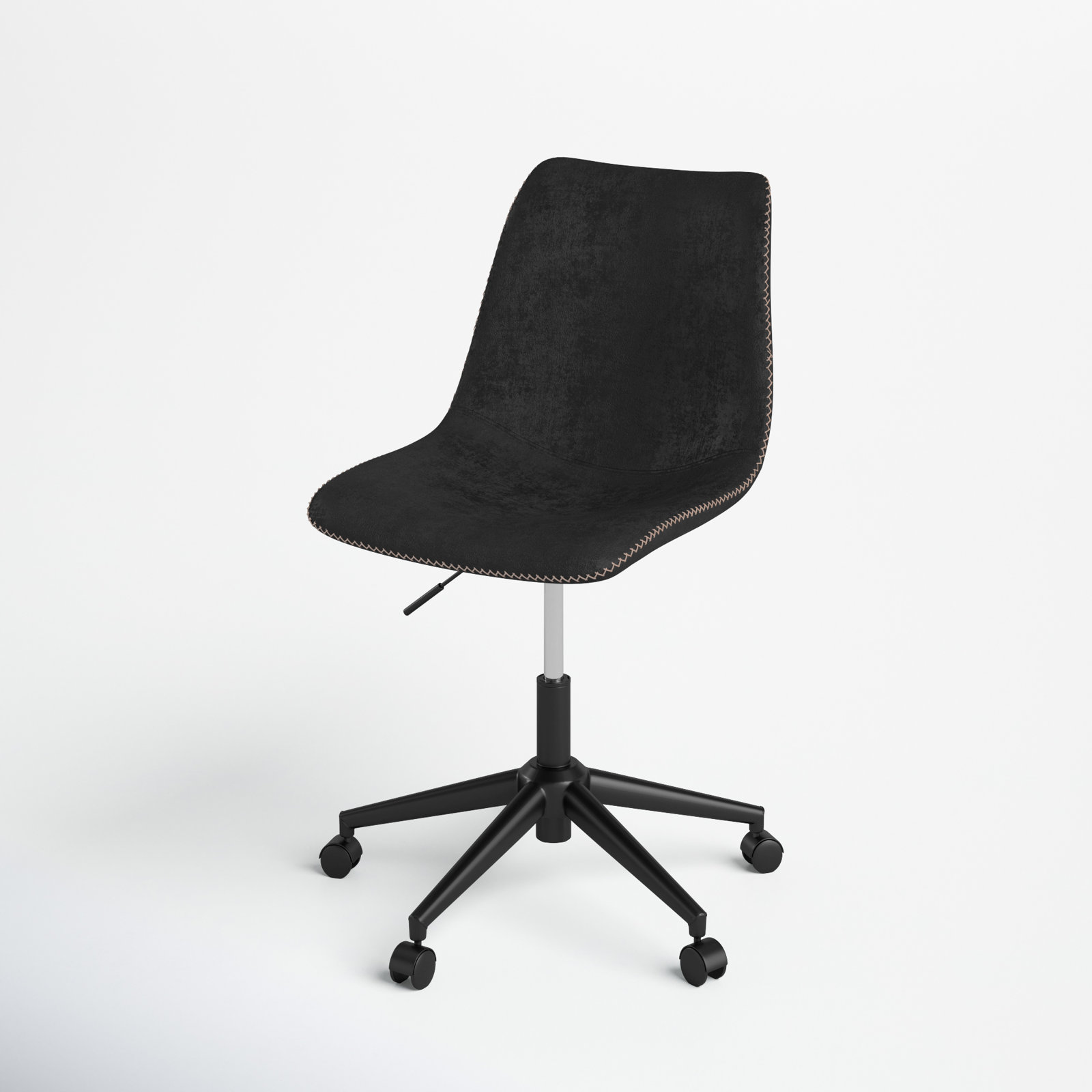 Padme Swivel Office Chair, Black Faux Leather