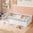 Children's solid wood platform bed with safety rails-369018958-369018959
