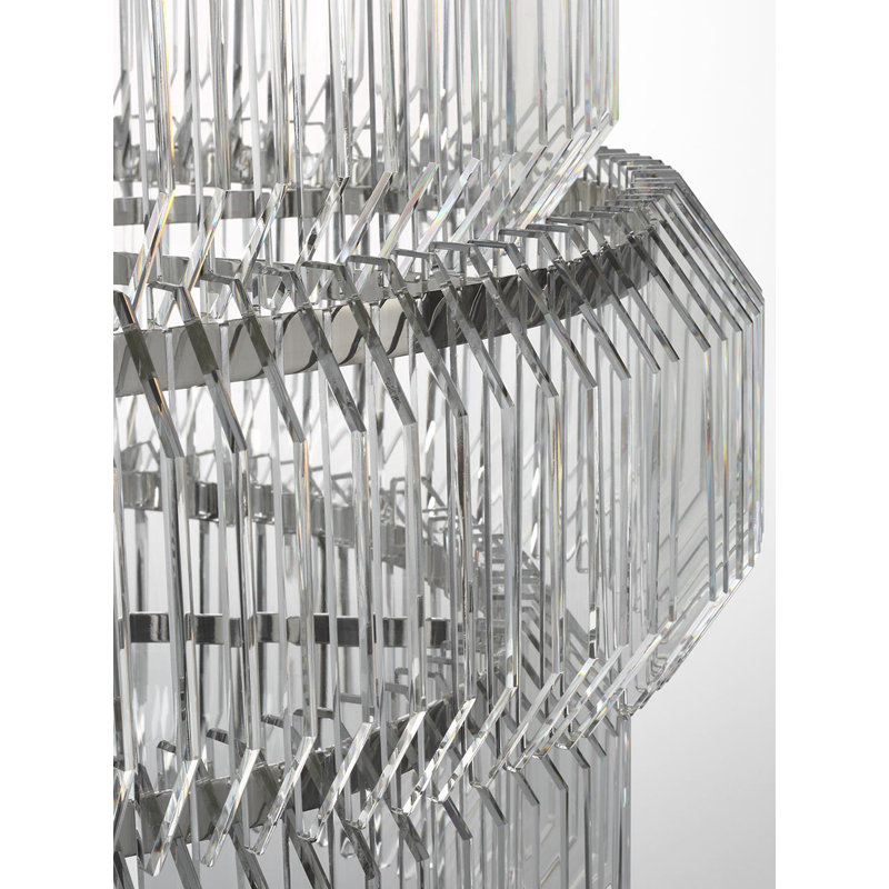 Waterford Killarney 32" Layered Drum Chandelier with Clear Crystal, Polished Nickel