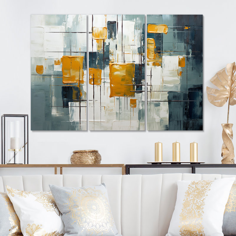 Squared Ceremony Abstract Expressionism II - Abstract Canvas Art Print Set, 40" H x 60" W x 1" D