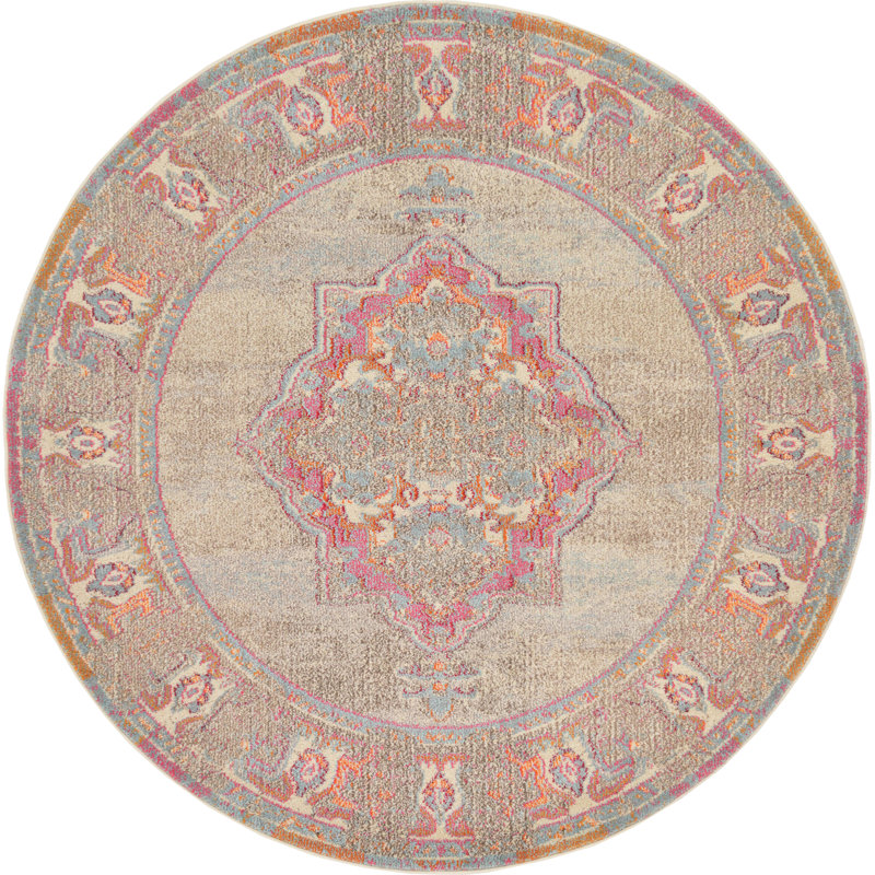 Tapis oriental oriental clair, Rond 6 pi 1 po